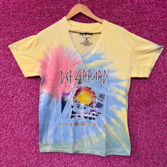 Def Leppard Pyromania Album Cover Keyhole Womens Tie Dye M - Picture 1 of 4